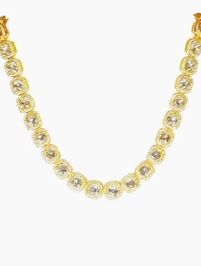 Chunky Gold Tennis Necklacd Glam Luxe Bling Necklace Old Money Indian Bridal
